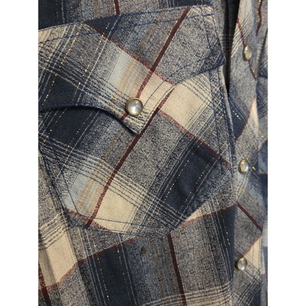 Vintage Rocking K Ranchwear Medium, Plaid, Sparkling Snap Up Rodeo ,Ranch , - Picture 2 of 6